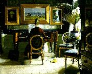 Eugene Jansson vid pianot oil painting